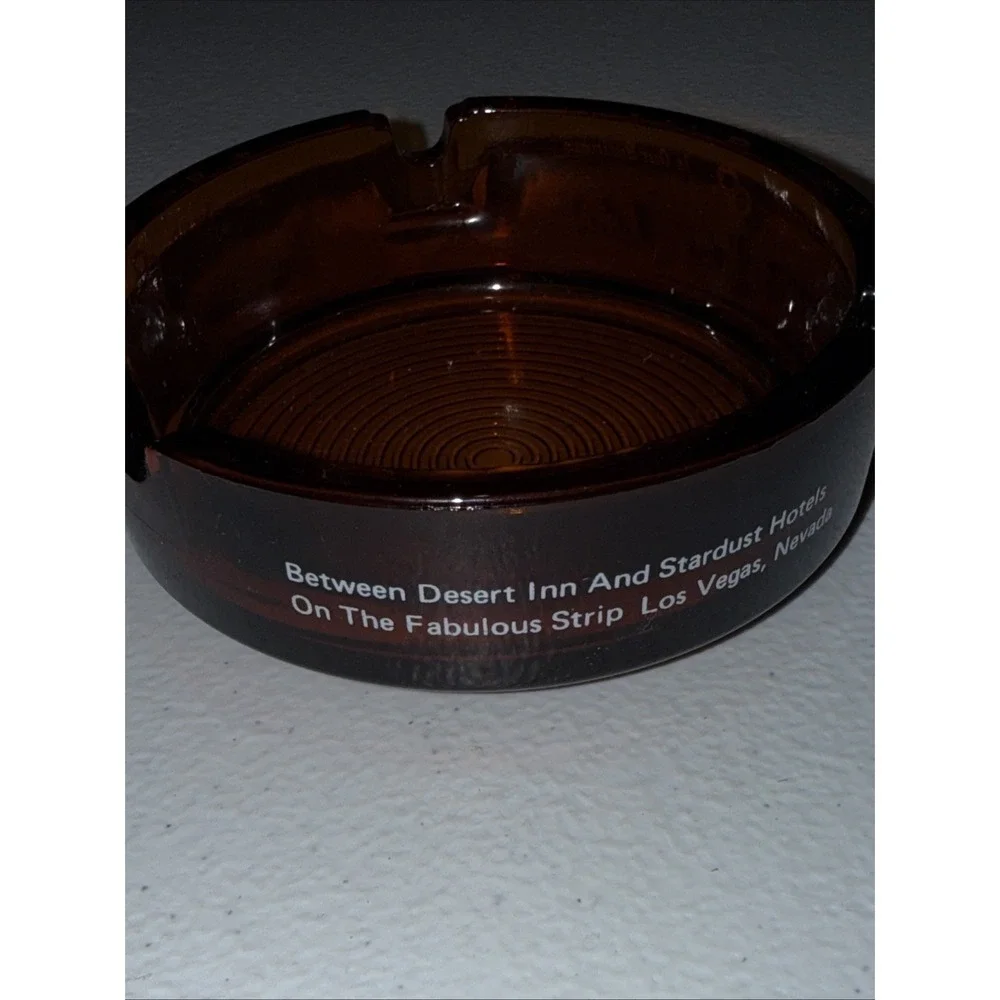 Gold Key Motel Smoky Glass Ashtray  Vintage Motel Barware 3.5